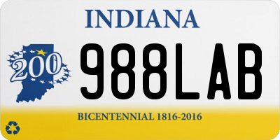 IN license plate 988LAB