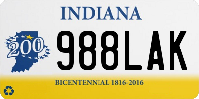 IN license plate 988LAK