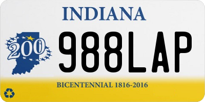 IN license plate 988LAP