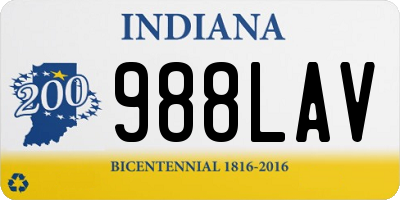 IN license plate 988LAV