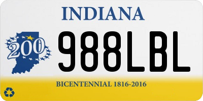 IN license plate 988LBL