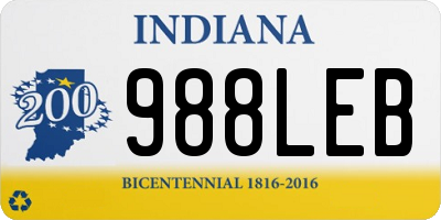 IN license plate 988LEB
