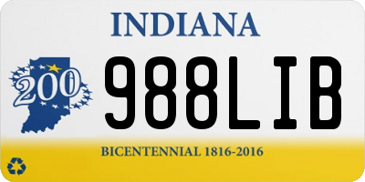 IN license plate 988LIB