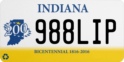 IN license plate 988LIP