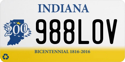 IN license plate 988LOV