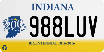 IN license plate 988LUV