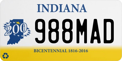 IN license plate 988MAD