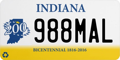 IN license plate 988MAL