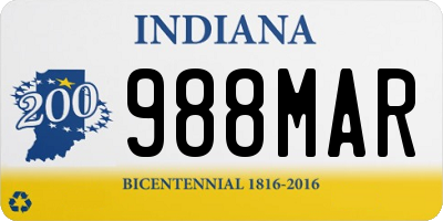 IN license plate 988MAR