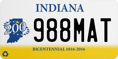 IN license plate 988MAT