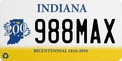 IN license plate 988MAX