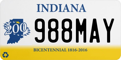 IN license plate 988MAY