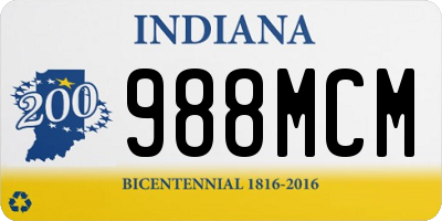 IN license plate 988MCM