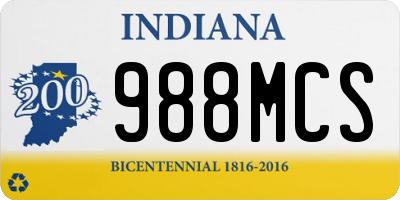 IN license plate 988MCS