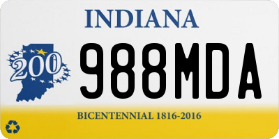 IN license plate 988MDA