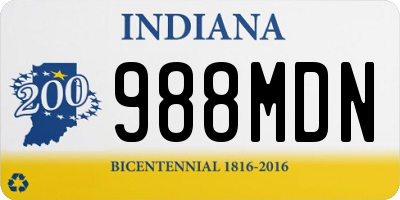 IN license plate 988MDN