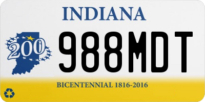 IN license plate 988MDT