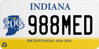 IN license plate 988MED