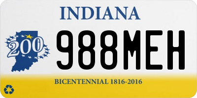 IN license plate 988MEH