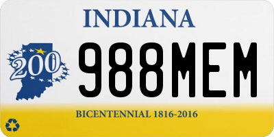 IN license plate 988MEM