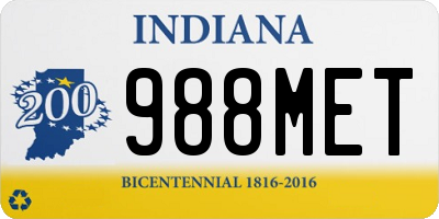 IN license plate 988MET