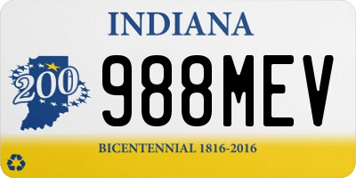 IN license plate 988MEV