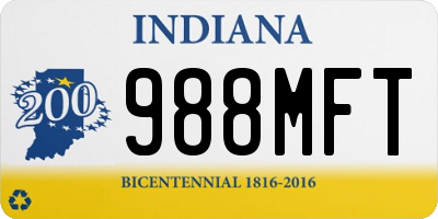 IN license plate 988MFT