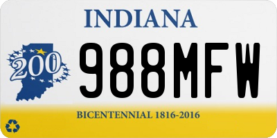 IN license plate 988MFW