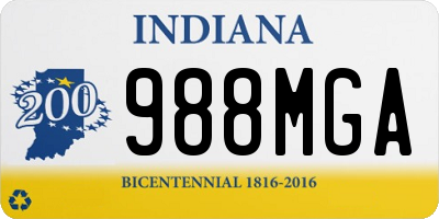 IN license plate 988MGA