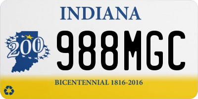 IN license plate 988MGC