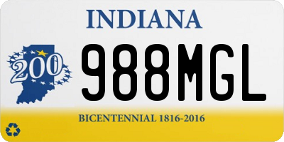 IN license plate 988MGL