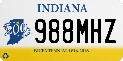 IN license plate 988MHZ