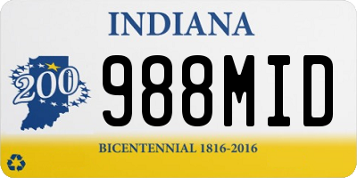 IN license plate 988MID