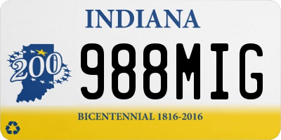 IN license plate 988MIG