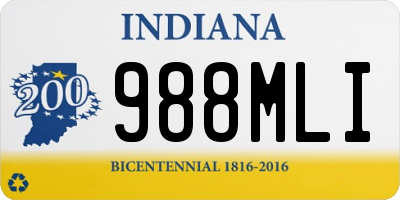 IN license plate 988MLI