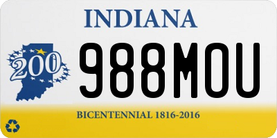 IN license plate 988MOU