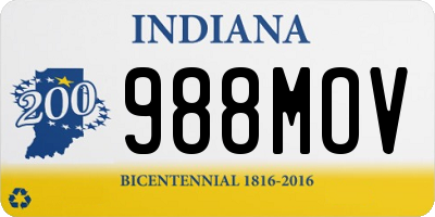 IN license plate 988MOV