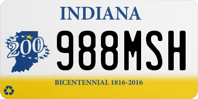 IN license plate 988MSH