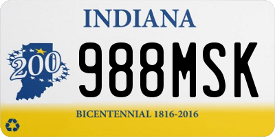 IN license plate 988MSK