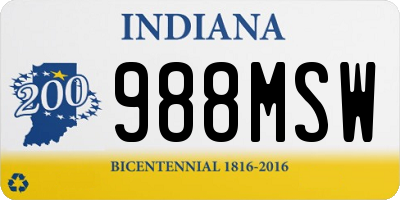 IN license plate 988MSW