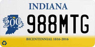 IN license plate 988MTG