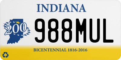 IN license plate 988MUL