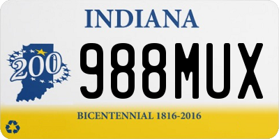 IN license plate 988MUX