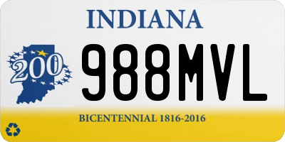 IN license plate 988MVL