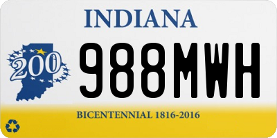 IN license plate 988MWH