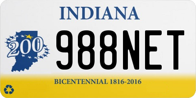 IN license plate 988NET