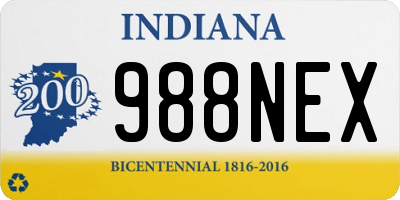 IN license plate 988NEX