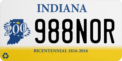 IN license plate 988NOR