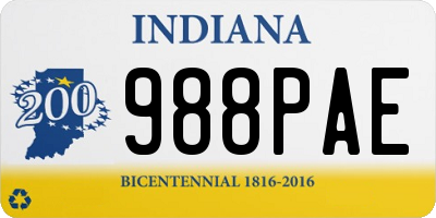 IN license plate 988PAE