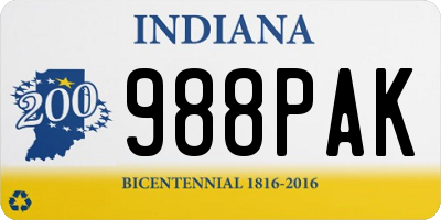 IN license plate 988PAK